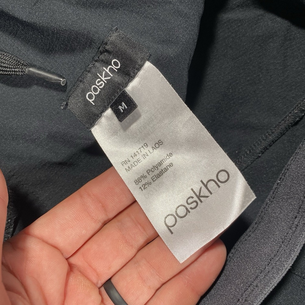 Paskho Pants Mens M Black Tech Minimalist Performance Stretch 32x32 Windbreaker - Picture 5 of 12